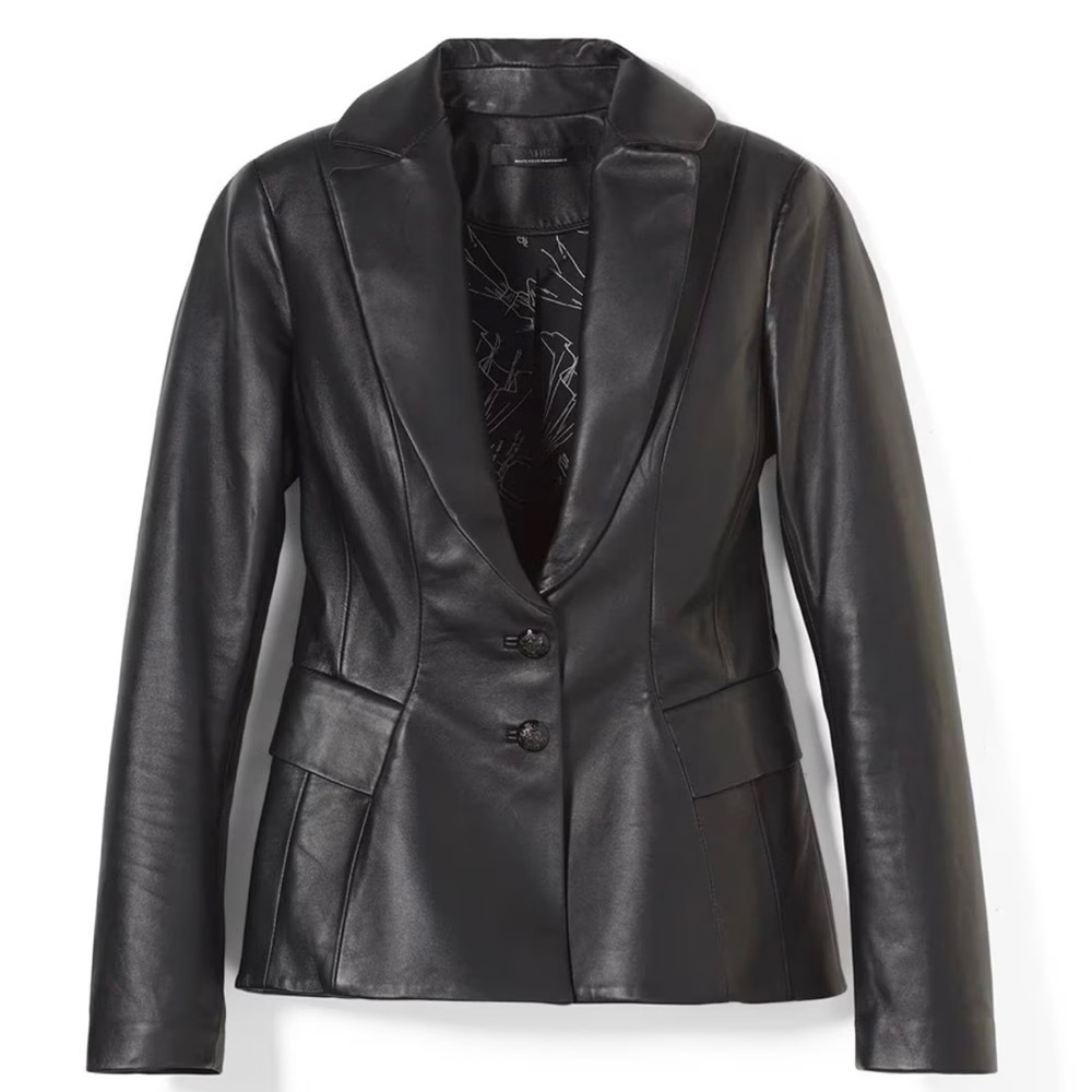 NWT White House Black Market leather Signature blazer size 8